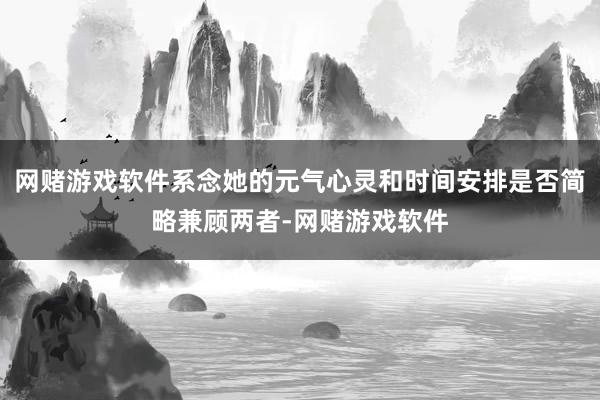 网赌游戏软件系念她的元气心灵和时间安排是否简略兼顾两者-网赌游戏软件