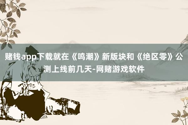 赌钱app下载就在《鸣潮》新版块和《绝区零》公测上线前几天-网赌游戏软件