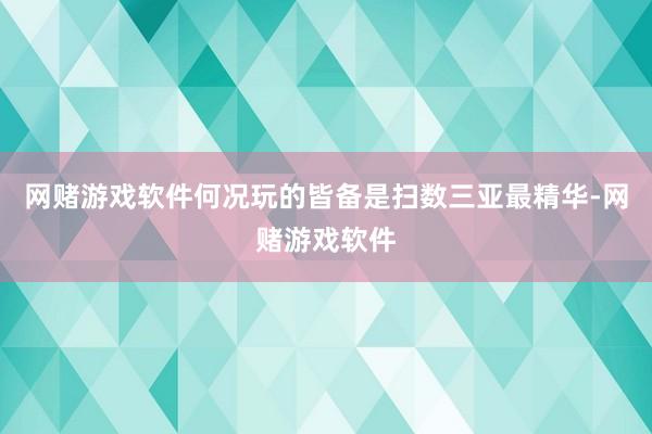 网赌游戏软件何况玩的皆备是扫数三亚最精华-网赌游戏软件