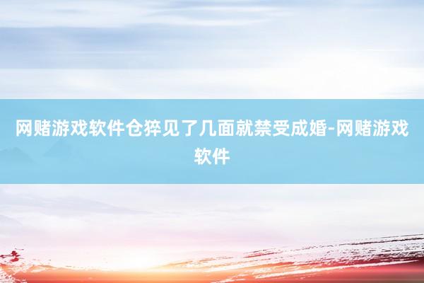 网赌游戏软件仓猝见了几面就禁受成婚-网赌游戏软件