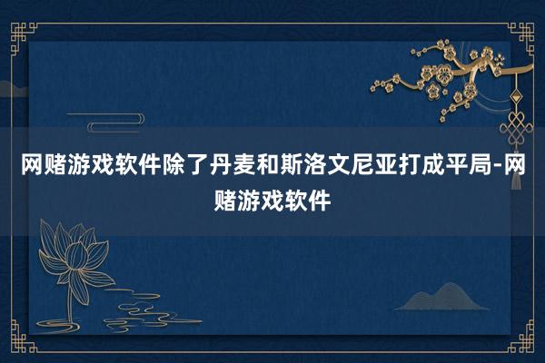 网赌游戏软件除了丹麦和斯洛文尼亚打成平局-网赌游戏软件