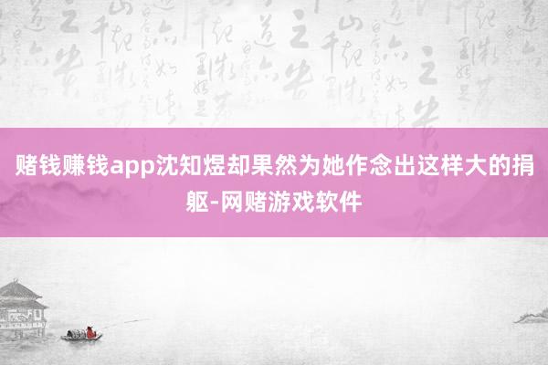 赌钱赚钱app沈知煜却果然为她作念出这样大的捐躯-网赌游戏软件