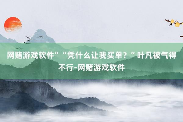 网赌游戏软件”“凭什么让我买单？”叶凡被气得不行-网赌游戏软件