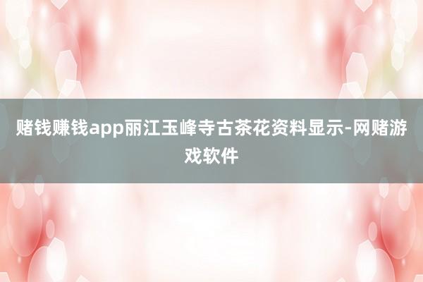 赌钱赚钱app丽江玉峰寺古茶花资料显示-网赌游戏软件