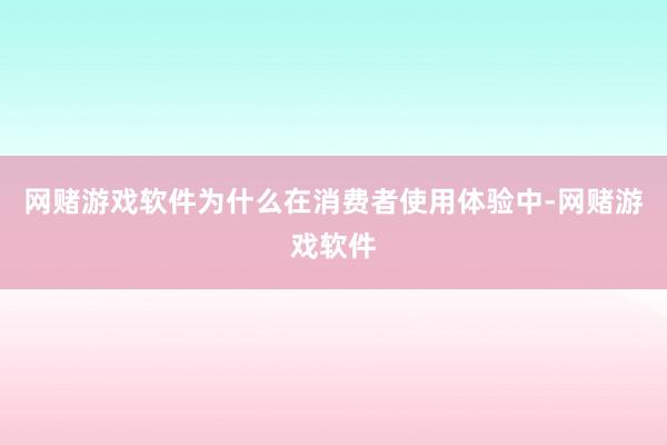 网赌游戏软件为什么在消费者使用体验中-网赌游戏软件